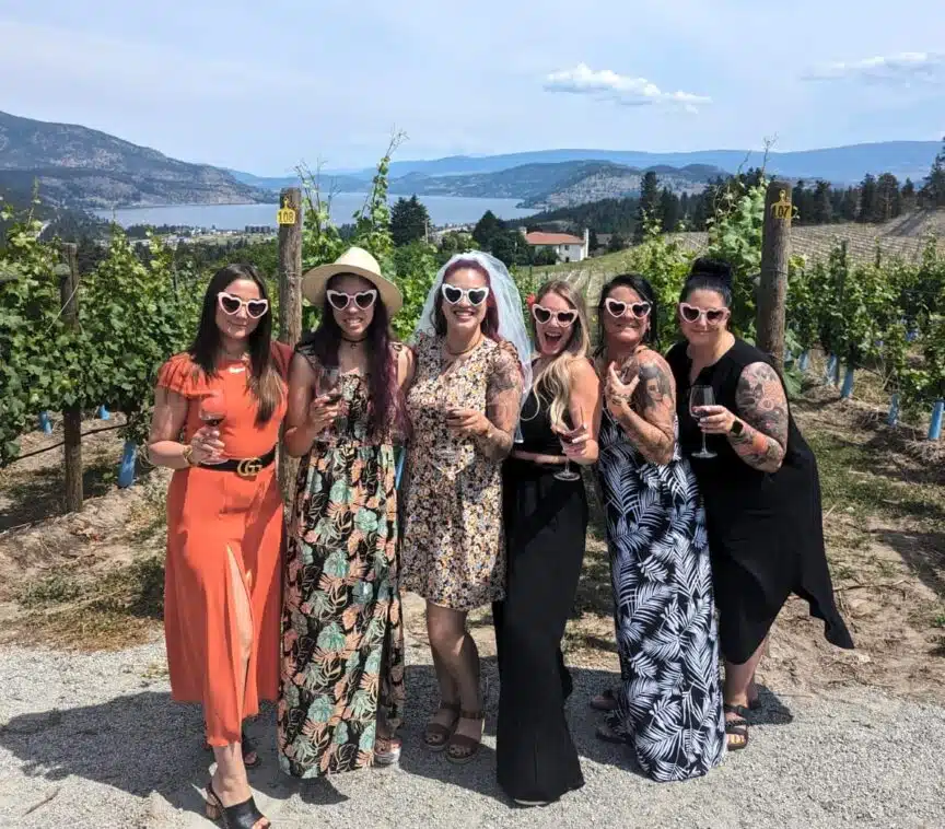 Bachelorette wine tour in West Kelowna, Black Swift Vineyards